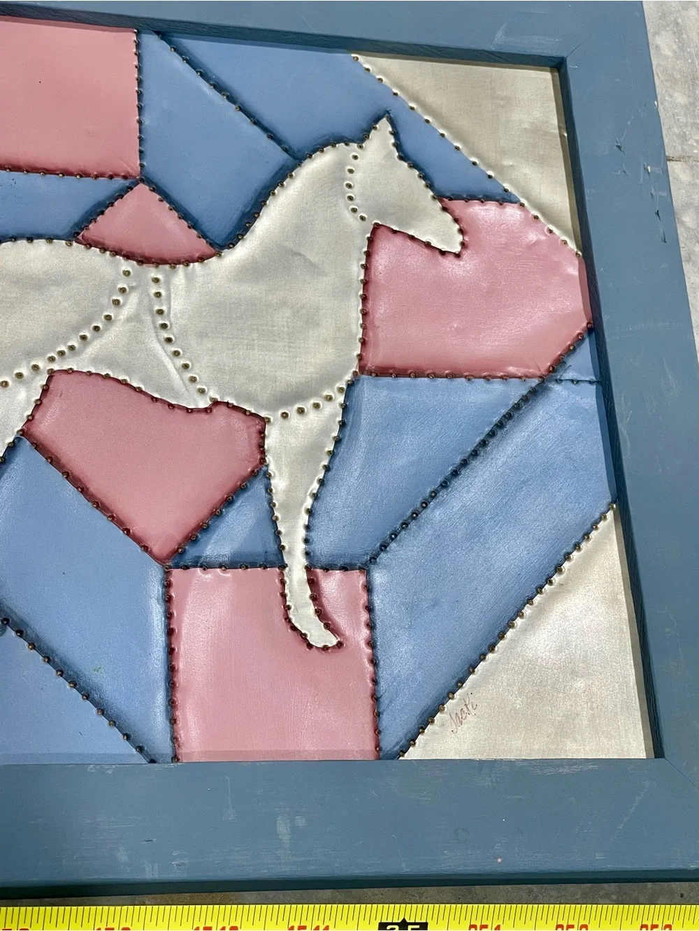 Metal Punch Patchwork Wall Art Set of 2 Framed Signed Horse Jackie Hinderliter